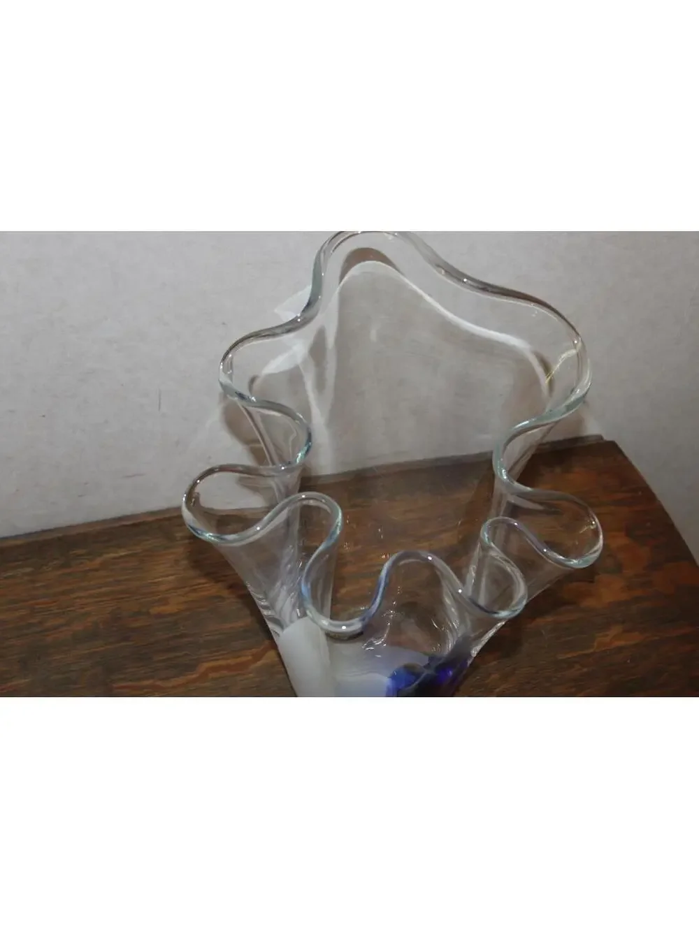 Alicja Glass Blue Clear and White Handkerchief Large Vase
